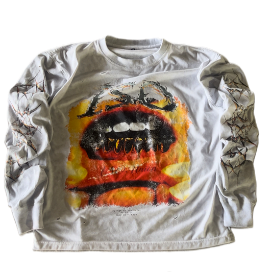 ISO  Distressed Long Sleeve T-Shirt - White